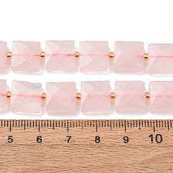 天然石ローズクォーツビーズ連売り  多面カット  正方形  シードビーズで  10.5x10.5x4.5~5.5mm  穴：1mm  約31個/連  14.76~15.16''（37.5~38.5センチメートル）&nbsp;G-F839-A28-01