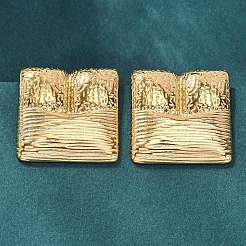 女性用304ステンレススチールスタッドピアス  正方形  ゴールドカラー  29x29.5mm&nbsp;EJEW-K306-09G