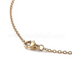 天然ルドラクシャ ラウンド ビーズ ペンダント ネックレス  女性用304ステンレスジュエリー  ゴールドカラー  17.76インチ（45.1cm）&nbsp;NJEW-JN04203-02