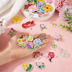 ポリエステル刺繍布アイロン接着/縫い付けパッチ36枚  マスクと衣装のアクセサリー  アップリケ  花  ミックスカラー  19.5~48.5x19.5~56.5x1.5mm&nbsp;DIY-TA0013-07