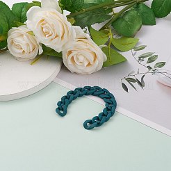 手作りのゴム引きスタイルのアクリルカーブチェーン  ティール  リンク：18.5x13.5x4.5mm  39.37インチ（1m）/連&nbsp;AJEW-JB00855-02