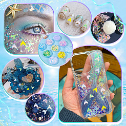 9個 9色 フィッシュテール ペット スパンコール ネイルケア デコレーション アクセサリー  ミックスカラー  4~10x4~9x0.3~2mm  穴：1~1.2mm  17.61g / pc  1pc /カラー&nbsp;MRMJ-OC0003-99