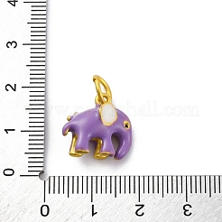合金エナメルチャーム  丸カン付き  象のチャーム  ゴールドカラー  暗い蘭  14.5x15.5x8.5mm  穴：5.5mm&nbsp;LS-ENAM-E362-13D