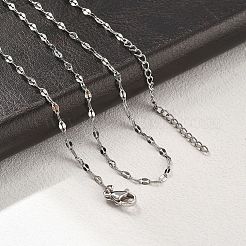女性用真鍮ダップチェーンネックレス  304ステンレススチール製カニカン付き  ラックめっき  鉛フリー＆カドミウムフリー  長持ちメッキ  プラチナ  17.56インチ（44.6cm）&nbsp;NJEW-D302-23P