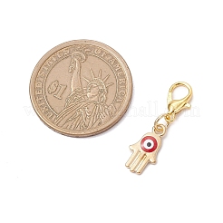 4本合金エナメルペンダントデコレーション  合金の留め金付き  目でハムサ手  ミックスカラー  28.5mm&nbsp;HJEW-JM03749