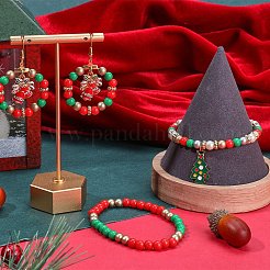 クリスマスをテーマにした不透明アクリルビーズ1200色4個  ラウンド  ミックスカラー  6x5mm  穴：1.5~1.8mm  300個/カラー&nbsp;MACR-SC0001-41