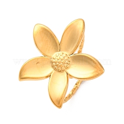 304ステンレススチールカフリング  花  ゴールドカラー  23x22mm  内径：18mm&nbsp;RJEW-D306-24G