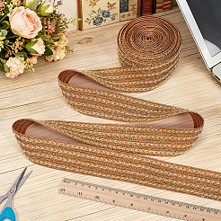 5ヤードのポリエステルリボン  刺繍入りの織りリボン  衣類用アクセサリー  ゴールド  1-3/4インチ（45mm）  約5.00ヤード（4.57m）/セット&nbsp;OCOR-MA0001-89
