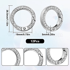 合金クリスタルラインストーンスプリングゲートリング12個  リング  プラチナ  28.5x5mm  内径：19mm&nbsp;FIND-SC0012-68P