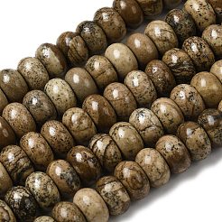 天然石ピクチャージャスパービーズ連売り  ロンデル  10.5x6.5mm  穴：0.8mm  約59個/連  14.69''（37.3センチメートル）&nbsp;G-A280-A03-03