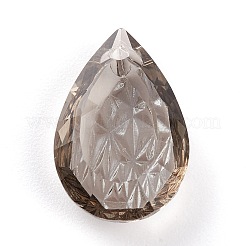 エンボスガラスラインストーンペンダント  ティアドロップ  多面カット  サテン  19x12x6mm  穴：1.6mm&nbsp;GLAA-J101-05B-001SA