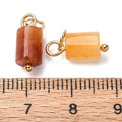 304ステンレススチールの丸カン付き天然レッドアベンチュリンコラムチャーム  ゴールドカラー  14x6mm  穴：4mm&nbsp;G-Q032-01E
