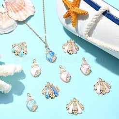 20個10スタイルのマリンテーマ合金エナメルペンダント  プラスチック製のビーズと  混合図形  ゴールドカラー  ミックスカラー  24.5~28x15~24x5mm  穴：1.8mm  2個/スタイル&nbsp;FIND-CJ0002-93