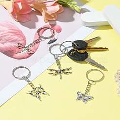 昆虫テーマの合金キーホルダー  鉄のリング付き  トンボ  7.4cm&nbsp;KEYC-YW00053-01