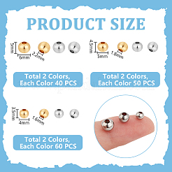 304ステンレススチールビーズ  ラウンド  ゴールデン·ステンレス鋼色  4~6x3.5~5mm  穴：1.6~2.2mm  300個/セット&nbsp;STAS-UN0060-67