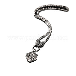 ヴィンテージ亜鉛合金製バイキングペンダントネックレス（男性用）  アンティークシルバー  クロス  23.62インチ（60cm）  ペンダント：38x47mm&nbsp;WGF2FB9-02