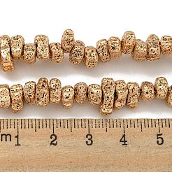 電気メッキされた天然溶岩岩ビーズ連売り  チップ  ライトゴールドメッキ  3~4x6~11x4~6mm  穴：1mm  約107~111個/連  15.35~15.75''（39~40センチメートル）&nbsp;G-I360-U01-02