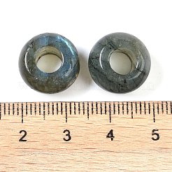 天然ラブラドライトヨーロッパビーズ  大穴ビーズ  ロンデル  14x7~8mm  穴：6mm&nbsp;X-G-G740-14x8mm-37