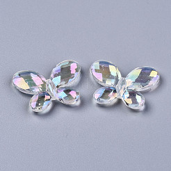 透明なアクリルビーズ  ABカラー  蝶  多面カット  クリアAB  23x29x4mm  穴：1.6mm&nbsp;PACR-N010-014