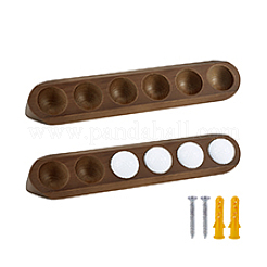 2穴パイン材壁掛けゴルフボールオーガナイザースタンド6個。  長楕円形  プラチナ  サドルブラウン  33.8x5x5cm  内径：4.3のCM&nbsp;AJEW-PH0006-80