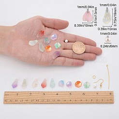 花びらをテーマにしたDIYイヤリング作りキット  ガラスペンダントを含む  ガラスパールビーズ  真鍮のピアスフック  鉄パーツ  ゴールドカラー&nbsp;DIY-SC0001-26