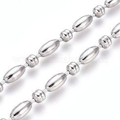 変色しない304ステンレススチールボールチェーン  ステンレス鋼色  オーバル：8x4mm  ボール：4x4mm&nbsp;CHS-L024-022C