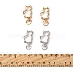 40色の合金製回転スナップフック留め具2個。  ミックスカラー  猫の形  40x19x5.5~6mm  穴：5x8.8~9.2mm  20個/カラー&nbsp;FIND-FS0004-73E