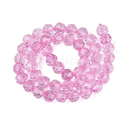 クラックル透明ガラスビーズ連売り  ラウンド  ファセット（32ファセット）  ショッキングピンク  7.5~8mm  穴：1.2~1.4mm  約47~48個/連  13.78~13.98インチ（35~35.5cm）&nbsp;GLAA-N068-06A-12