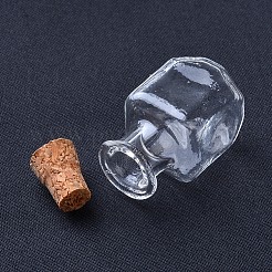 ガラスボトル  コルク栓付き  ウィッシングボトル  キューブ  透明  26.5x14mm  ボトルネック：直径8mm  容量：2ml（0.06液量オンス）&nbsp;X-AJEW-D037-09