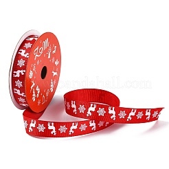 5ヤードのクリスマスポリエステルプリントグログランリボン  ギフト包装用  鹿  5/8インチ（16mm）&nbsp;OCOR-A008-01F