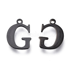 304ステンレススチールチャーム  レーザー切断  アルファベット  電気泳動黒  文字.g  12x9x0.8mm  穴：1mm&nbsp;LS-STAS-H112-G-EB