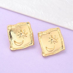 304ステンレススチールスタッドピアス  太陽と月  18KGP本金メッキ  22.5x23mm&nbsp;EJEW-D309-01G