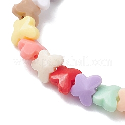 女の子用アクリルビーズストレッチブレスレット  蝶  カラフル  内径：1-3/4インチ（4.3cm）&nbsp;BJEW-JB12494