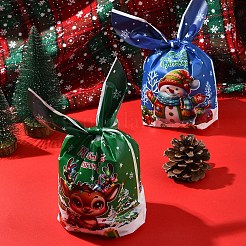 クリスマステーマのウサギ型キャンディビニール袋 60色3個  印刷されたキャンディギフトバッグ  ミックスカラー  23.2cm  バッグ：12.6x13.6センチメートル  20個/カラー&nbsp;ABAG-FS0001-05