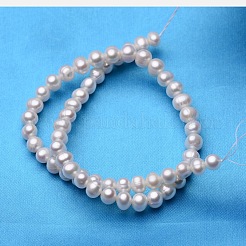 ジャガイモ天然養殖淡水パールビーズ連売り  貝殻色  7~8mm  穴：0.8mm  約53~58個/連  13.5インチ〜14.9インチ&nbsp;PEAR-E007-7-8mm-AA-01