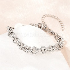 女性用304ステンレススチール製ダブルリンクチェーンブレスレット  ステンレス鋼色  6.57インチ（16.7cm）&nbsp;SA-H001-23P