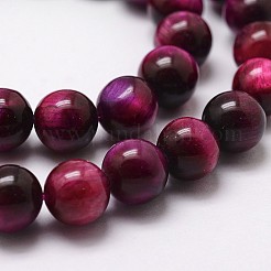 天然石タイガーアイビーズ連売り  染め＆加熱  ラウンド  赤ミディアム紫  10mm  穴：1mm  約37個/連  14.9インチ〜15.1インチ&nbsp;G-G735-23-10mm-04