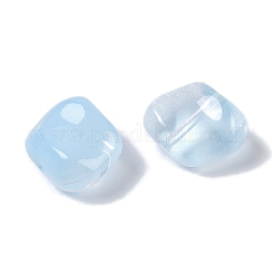 ペイントガラスビーズを焼く  ナゲット  ライトスカイブルー  8x9.5x5mm  穴：0.8mm&nbsp;GLAA-S202-12F