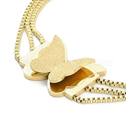 304ステンレススチール3連ベネチアンチェーンバタフライリンクブレスレット女性用  18KGP本金メッキ  7インチ（17.8cm）&nbsp;BJEW-C071-01G