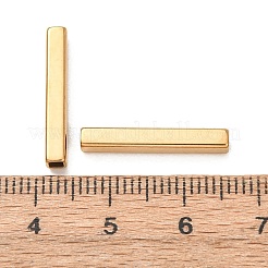 304ステンレスチューブビーズ  直方体の  イオンプレーティング（ip）  18KGP本金メッキ  20x3x3mm  穴：2x2mm&nbsp;STAS-L318-12G-07