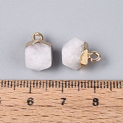 天然石クオーツクリスタルペンダント  ポリゴンのチャーム  金色の真鍮ループ  11.5~14x7~9.5x7~9.5mm  穴：1.6~1.8mm&nbsp;G-N359-18G-16