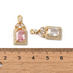真鍮チャーム  ガラスと  長方形  ゴールドカラー  ミックスカラー  23x10x4mm  穴：1.8mm&nbsp;KK-C062-020G