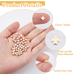 真鍮製スペーサービーズ50個  ニッケルフリー  クローバー  18KGP本金メッキ  5x5x3mm  穴：1mm&nbsp;KK-HS0015-27
