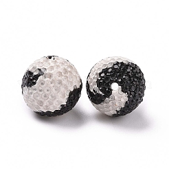 樹脂粘土ラインストーンビーズ  パヴェボールディスコビーズ  ラウンド  ホワイト  16mm  穴：1.6mm&nbsp;RB-L029-05D
