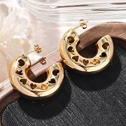 C字型 304 ステンレススチール製スタッドピアス（女性用）  ゴールドカラー  31.5x31x10mm&nbsp;LS-EJEW-A125-01G