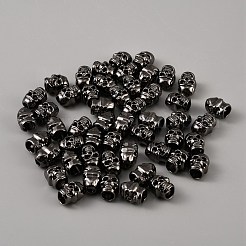 合金ヨーロピアンビーズ  スカル  大穴ビーズ  ガンメタ色  13x10.5x9.7mm  穴：6.5x6mm&nbsp;FIND-WH0173-410B
