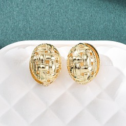 編み込みの楕円形真鍮フープピアス  長持ちメッキ  ラックめっき  鉛フリー＆カドミウムフリー  18KGP本金メッキ  15.5x12x14.5mm&nbsp;EJEW-H178-12G