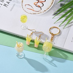 16個4スタイルイミテーションジュースゴブレットドラフトビールペンダント  プラスチックチャーム  内部に樹脂/ポリマー粘土を使用  きいろ  4個/スタイル  16個/箱&nbsp;CRES-ZZ0001-01