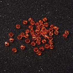 模造5301ダブルコーンビーズ  透明ガラスファセットビーズ  レッドオレンジ  6x5mm  穴：1.3mm  約288個/袋&nbsp;GLAA-F026-C27