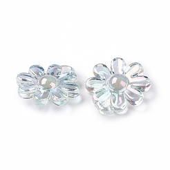 UVメッキレインボー虹色アクリルパーツ  花のチャーム  ミックスカラー  21x19x6mm  穴：2mm&nbsp;PACR-H001-02